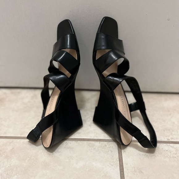 Franco Satro Black Wedge Sandals (Size 7.5) - Picture 5 of 13
